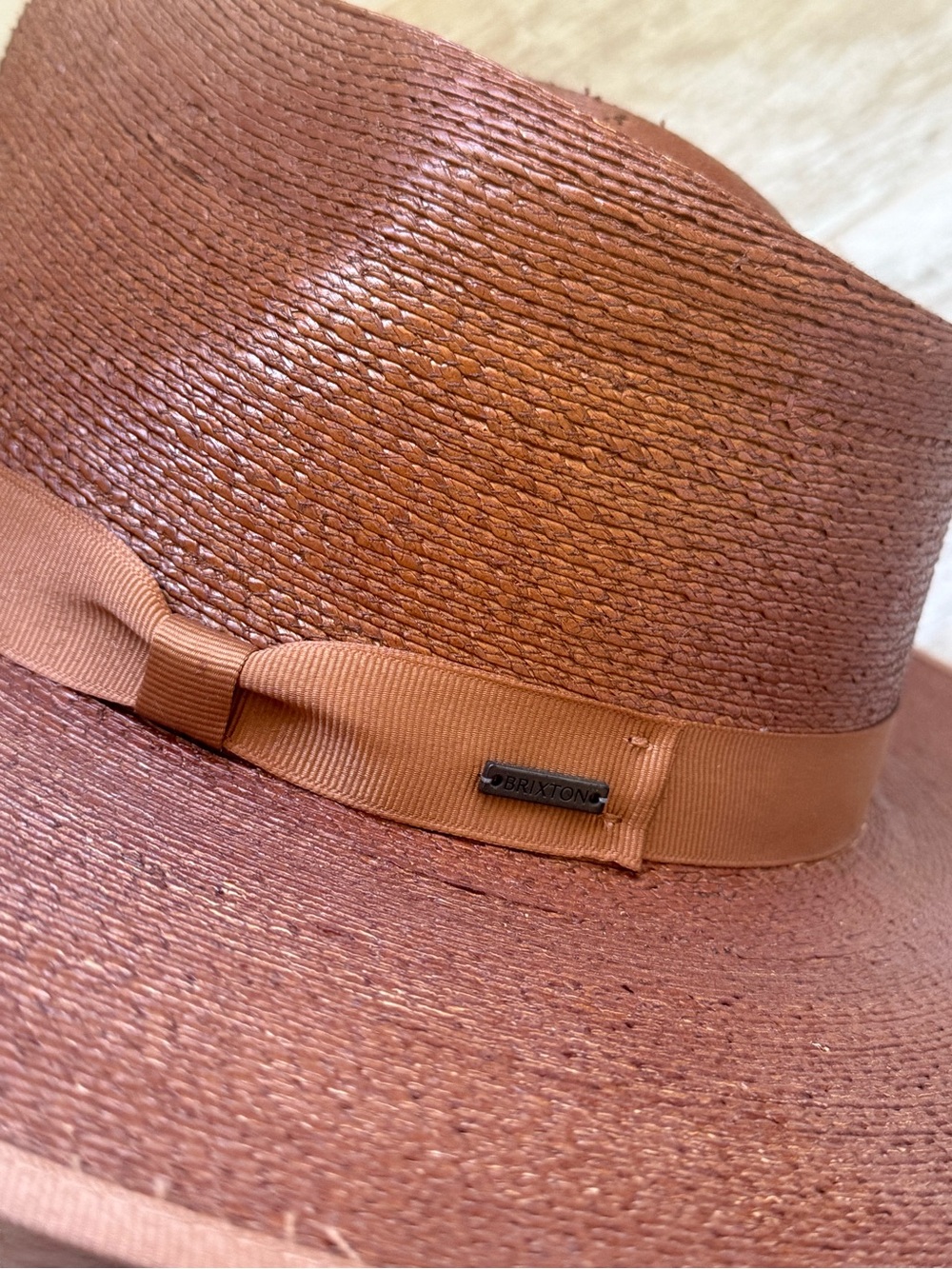 Brixton Women’s Wide-Brim Brown Straw Fedora Rancher Hat - Picture 2 of 4